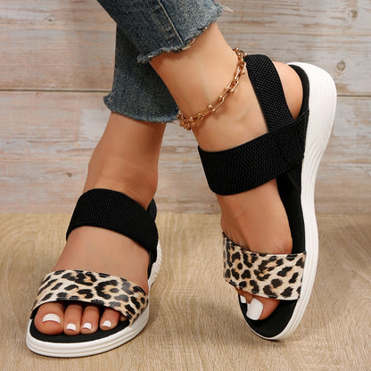 PU Leather Open Toe Low Heel Sandals-VMA Specialties Boutique