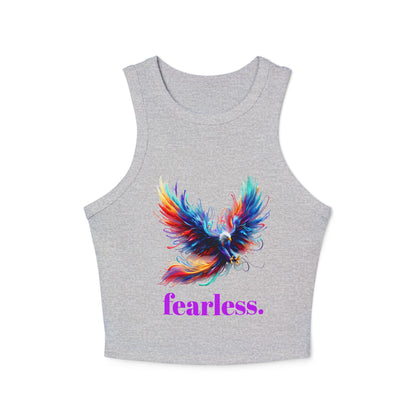 Racer Tank Top, 'fearless' Graphic Design, Edgy & Empowering Top, Casual Outings, Layering, Women's Tee, Graffiti Style