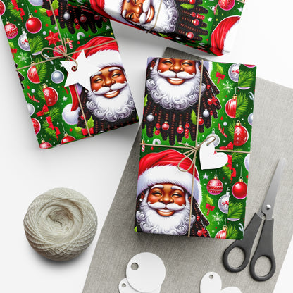 Christmas Cheer African American Wrapping Papers, Holiday Ornaments, Rosy Cheeks, Nose, Xmas Spirit Decor, Party