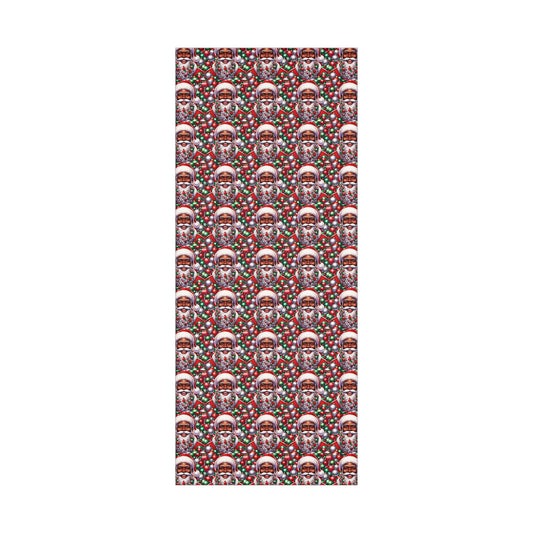 Christmas Cheer Wrapping Papers, Festive African American Santa Gift Wrap, HoliRosy Cheeks, Nose, Xmas Spirit Decor, P