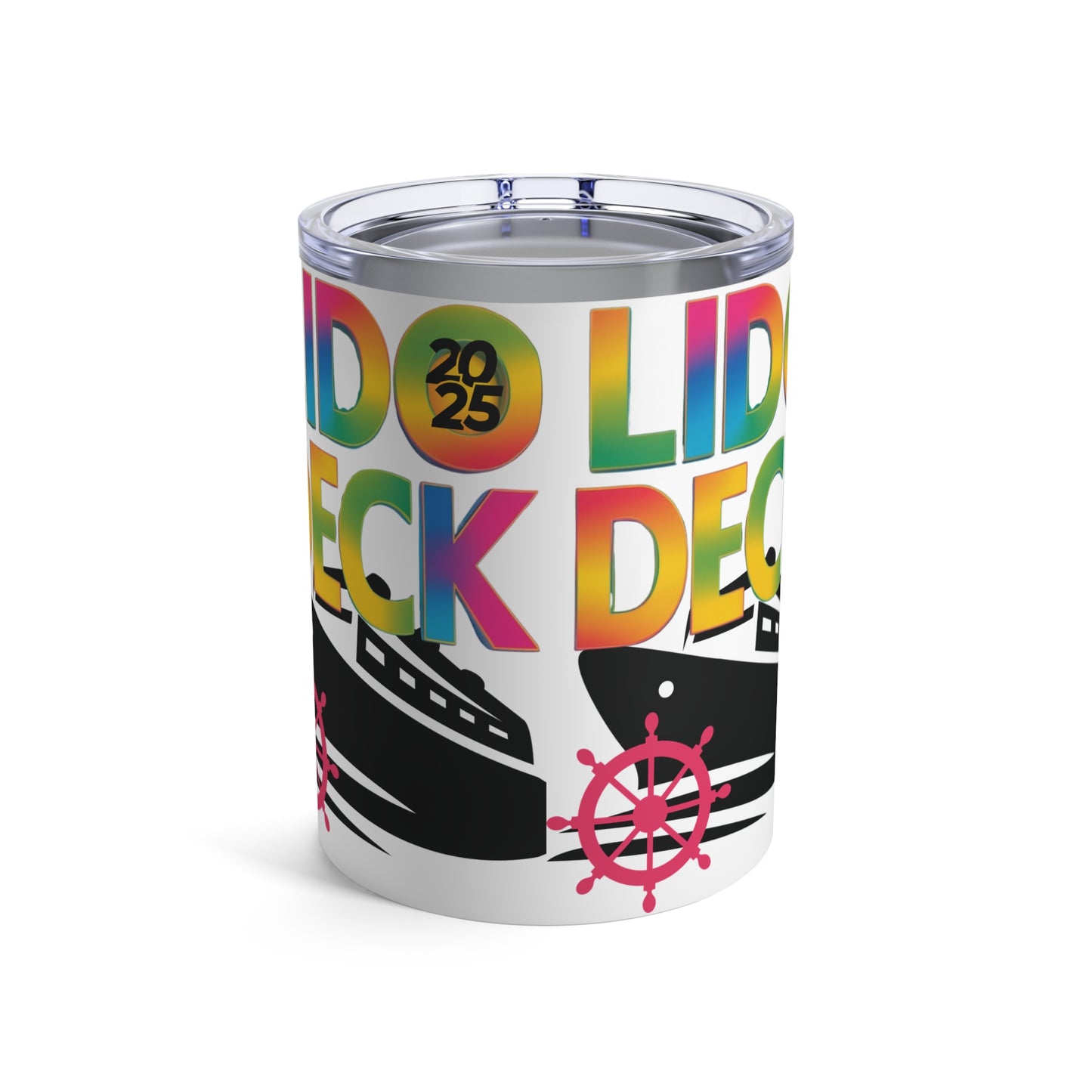 Tumbler 10oz Lido Deck Cruise 2025 Rainbow Nautical Ship's Wheel Design