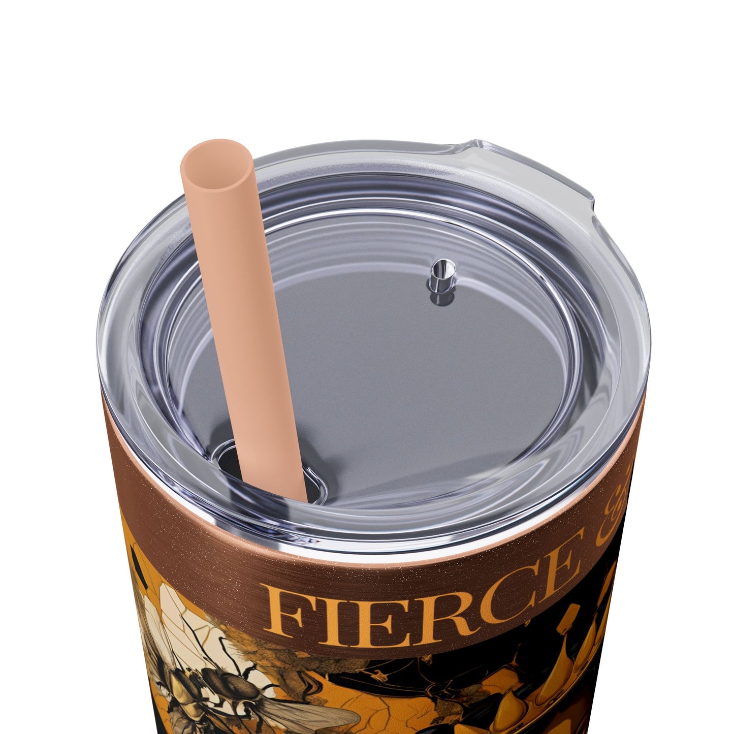 Queen Bee..Fierce & Free Skinny Tumbler with Straw, 20oz