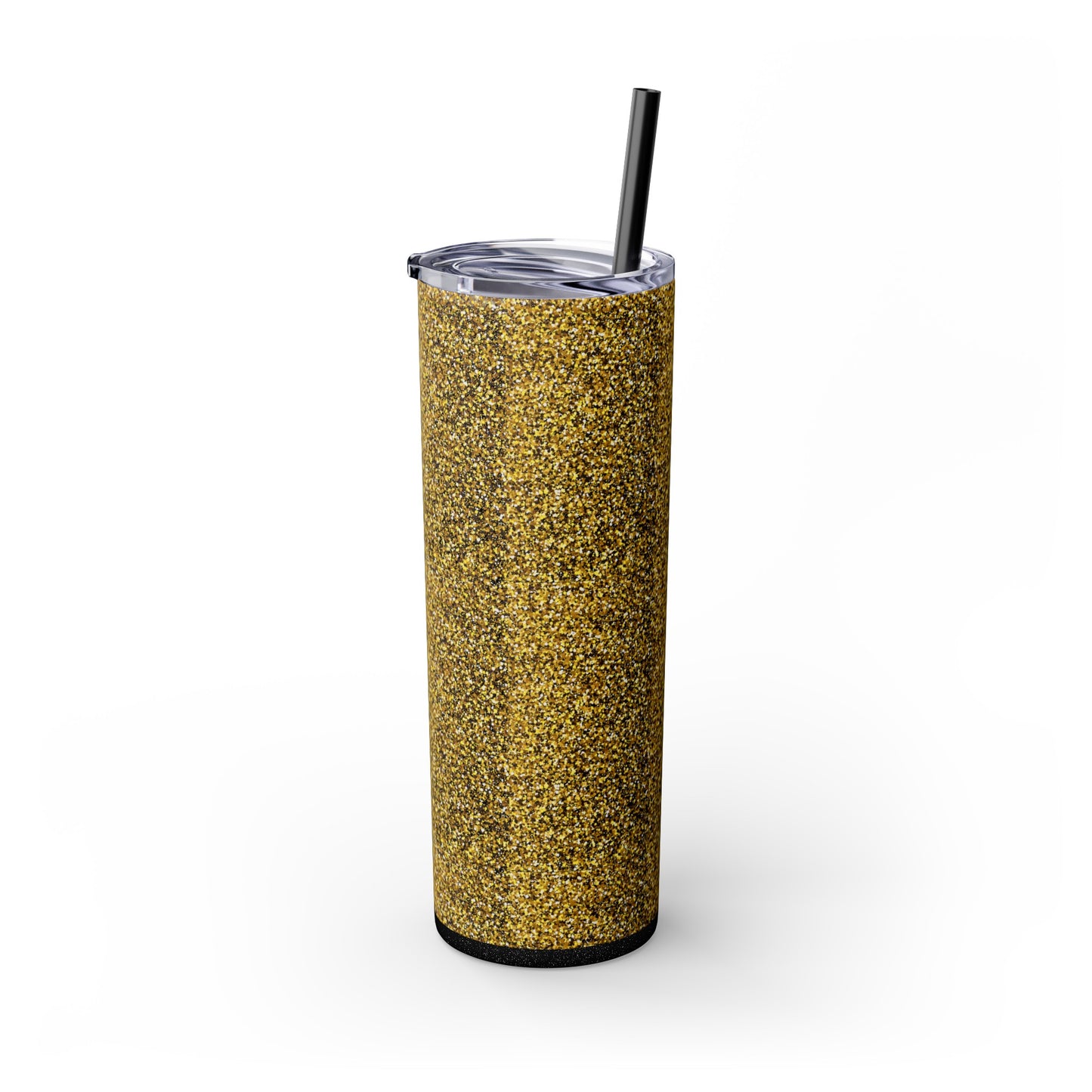 Gold Glitter Skinny Tumbler with Straw, 20oz