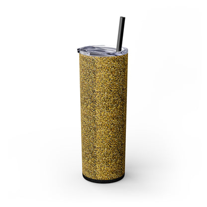 Gold Glitter Skinny Tumbler with Straw, 20oz