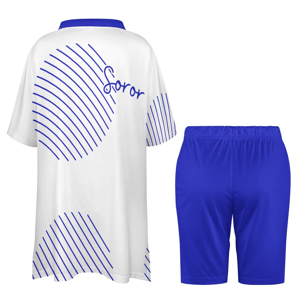V-neck bat sleeve two piece set