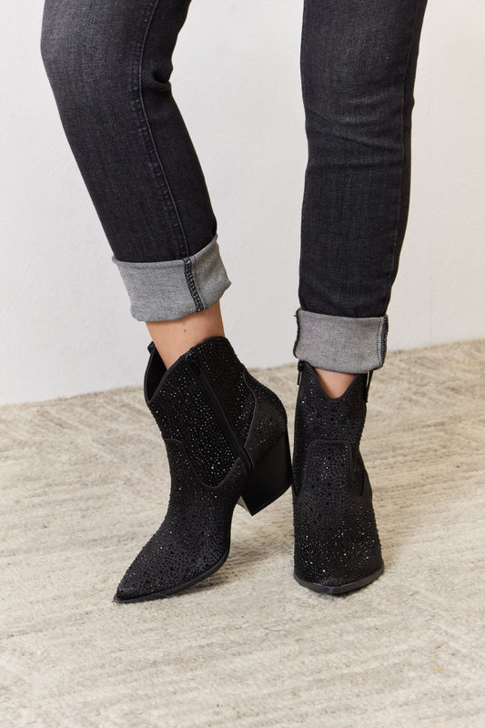 East Lion Corp Rhinestone Ankle Cowboy Boots-VMA Specialties Boutique