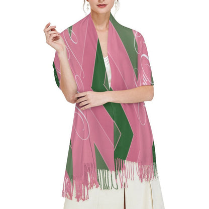 Pink Ribbon Tassel Scarf
