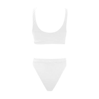 All White Bikini Sport Top & High-Waisted Bikini Swimsuit