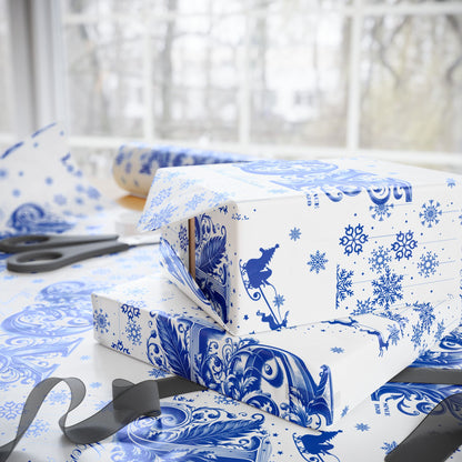 Wrapping Paper, Joy Since 1920 Zeta Inspired Christmas Gift Wrap, Royal Blue and White, Have a Merry Finer Christmas, Holiday