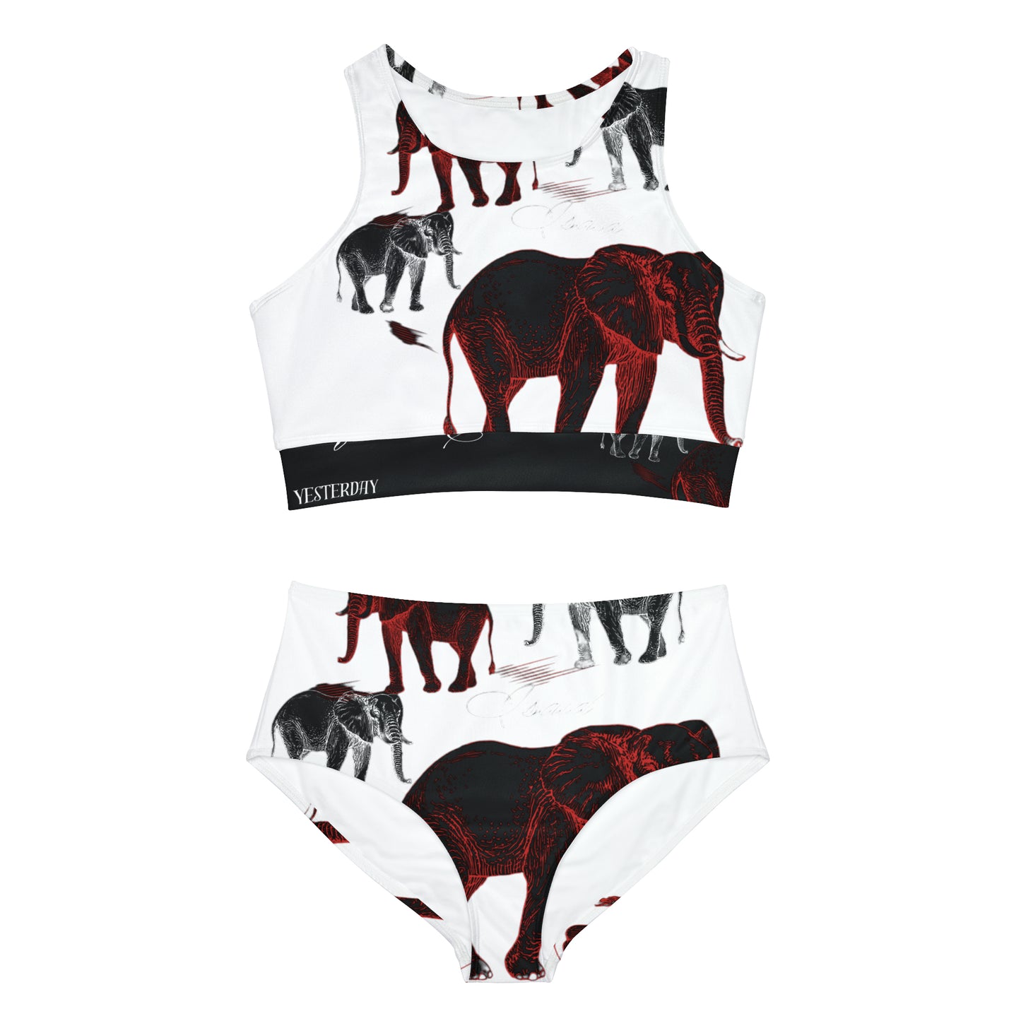 Red Elephant Sporty Bikini Set (AOP)-VMA Specialties Boutique