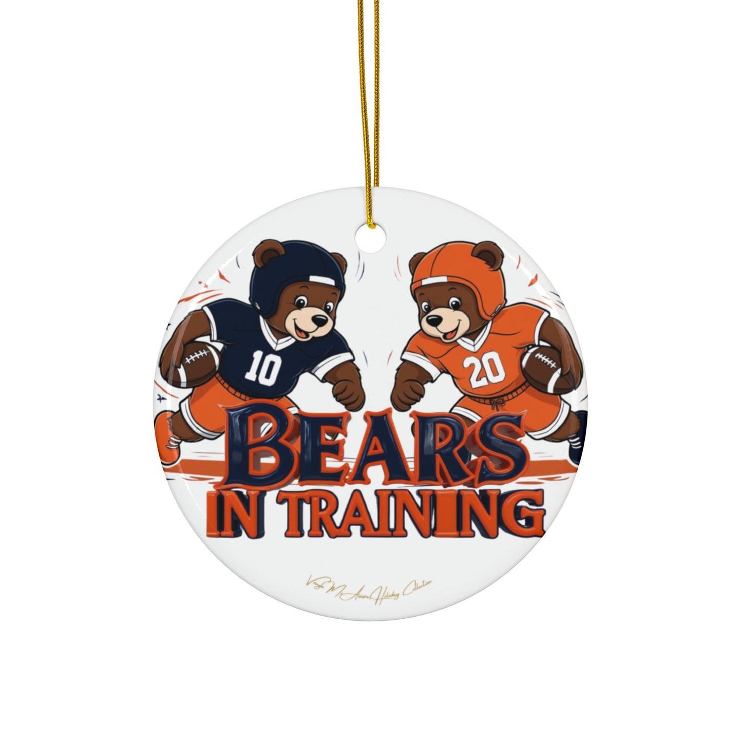 CB Ceramic Ornaments, Bears in Training Football Ornaments, Bears Inspired, Sports Christmas Decor, Holiday Tree
