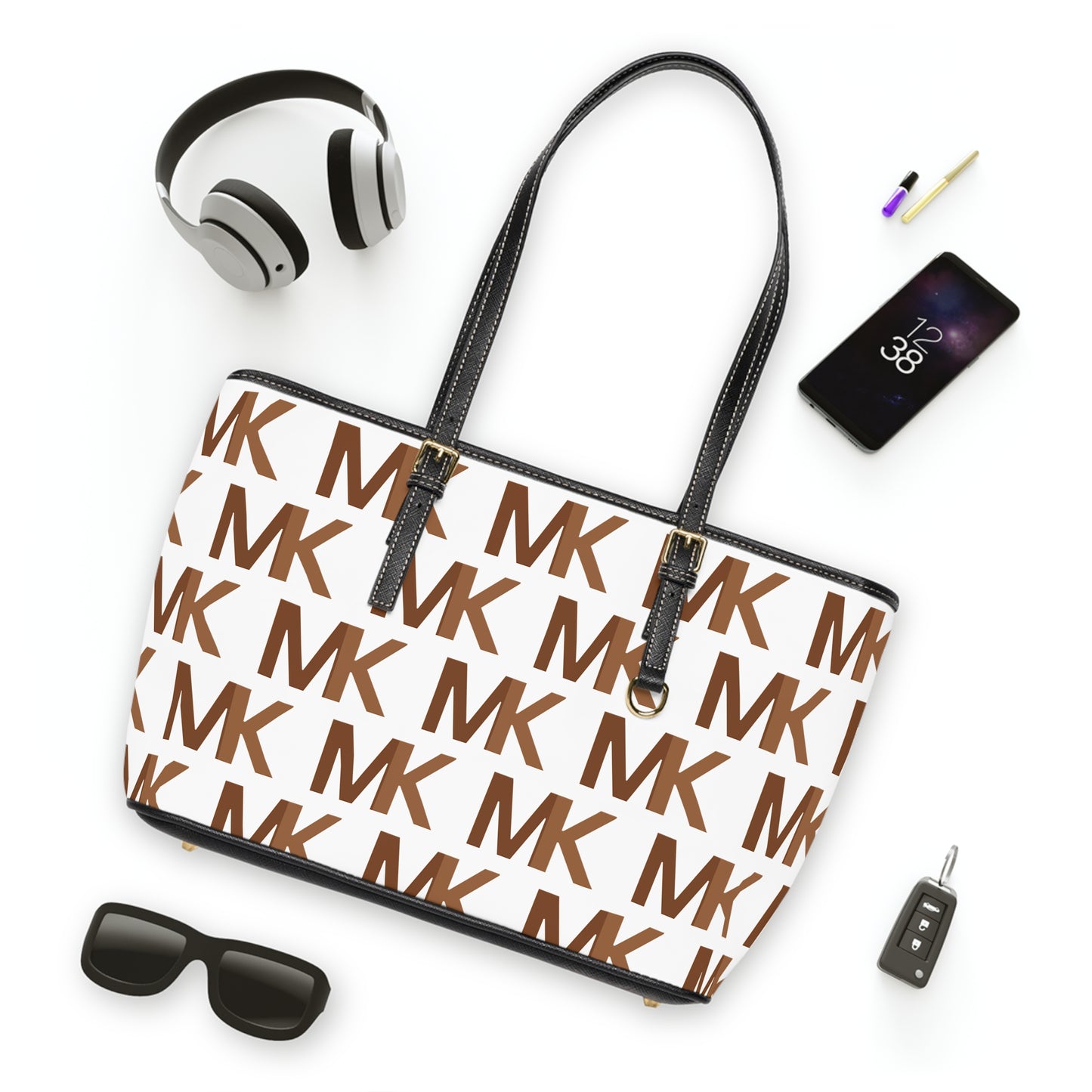 MK Leather Shoulder Bag Brown Love