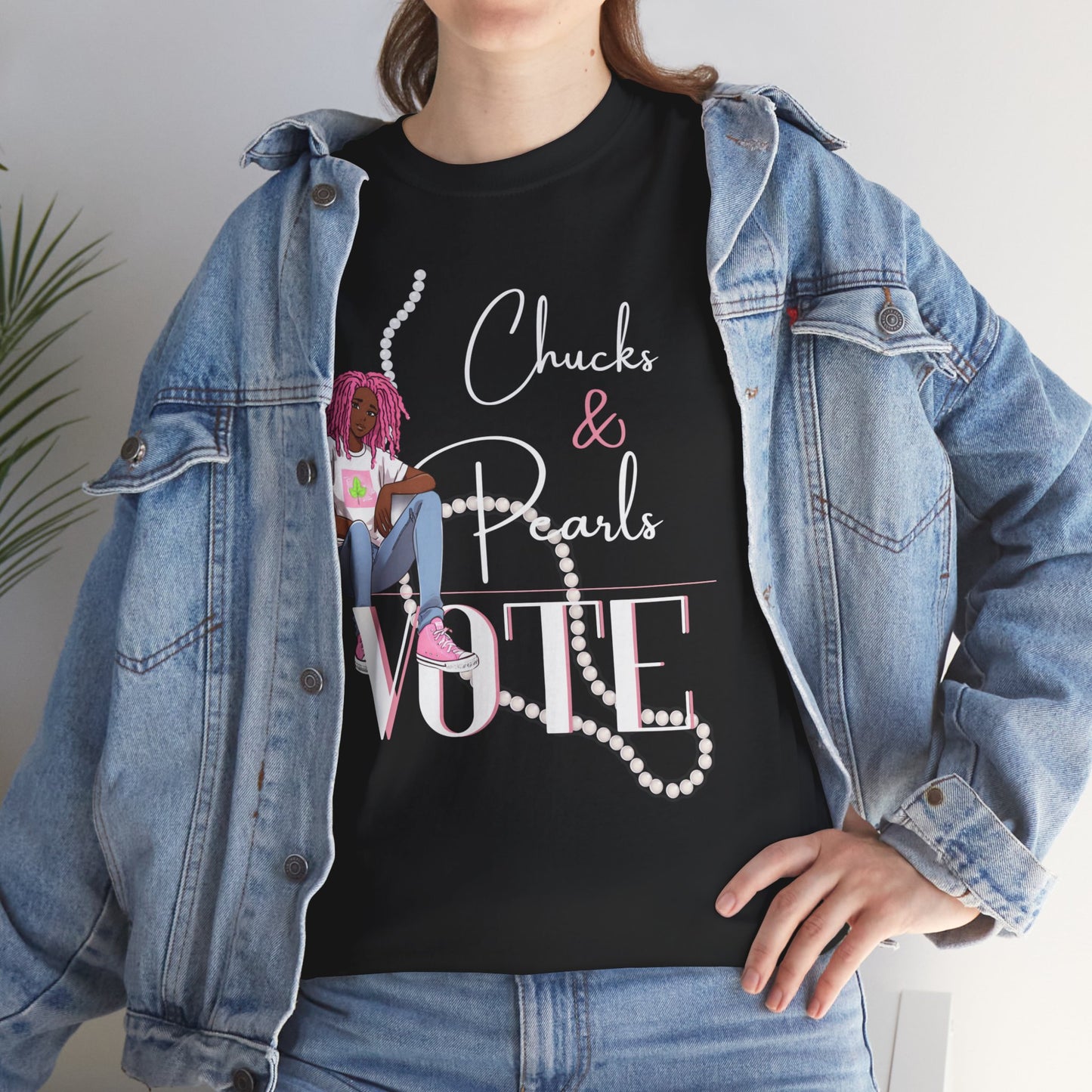 Chucks &  Pearls Pink  Heavy Cotton Tee