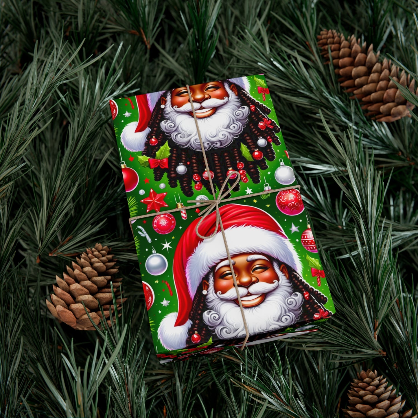 Christmas Cheer African American Wrapping Papers, Holiday Ornaments, Rosy Cheeks, Nose, Xmas Spirit Decor, Party