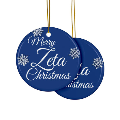 Ceramic Ornaments, Merry Zeta Christmas 2-Side Print, Greek Sorority Life D9, Holiday Decor, Christmas Tree Ornament, Greek