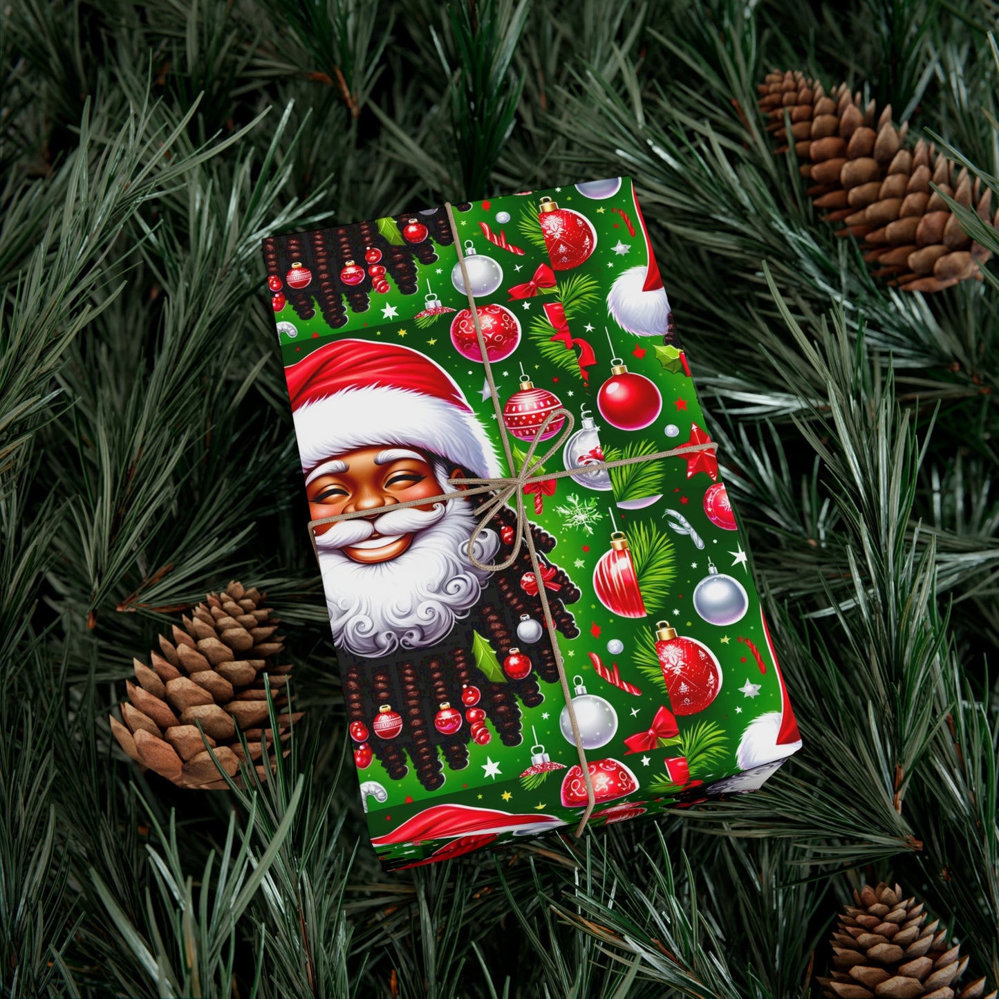 Christmas Cheer African American Wrapping Papers, Holiday Ornaments, Rosy Cheeks, Nose, Xmas Spirit Decor, Party