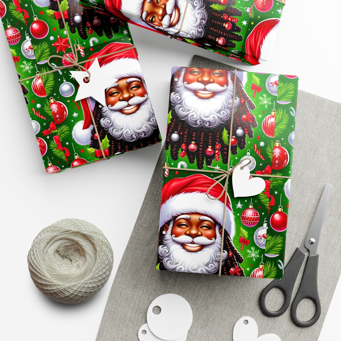 Christmas Cheer African American Wrapping Papers, Holiday Ornaments, Rosy Cheeks, Nose, Xmas Spirit Decor, Party