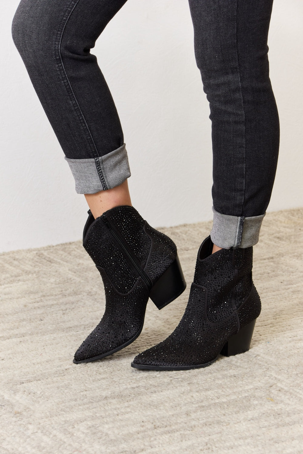 East Lion Corp Rhinestone Ankle Cowboy Boots-VMA Specialties Boutique