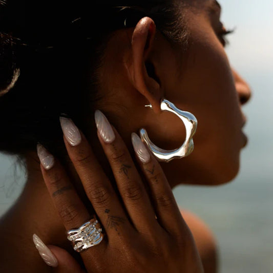 Stainless Steel C-Hoop Earrings-VMA Specialties Boutique