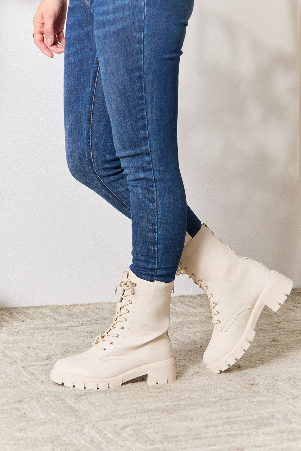 East Lion Corp Zip Back Lace-up Front Combat Boots-VMA Specialties Boutique