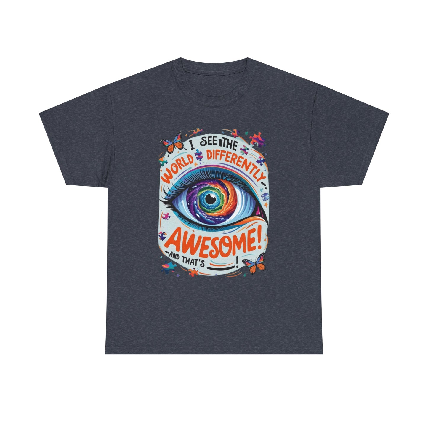 Autistic Mind Unisex Tee, Neurodiversity Shirt, Eye Galaxy T-Shirt, Puzzle Pieces, Unique Perspectives Tee, Autism Awareness