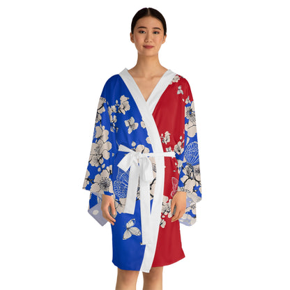Kimono Robe - Cherry Blossom Trees and Butterflies Design