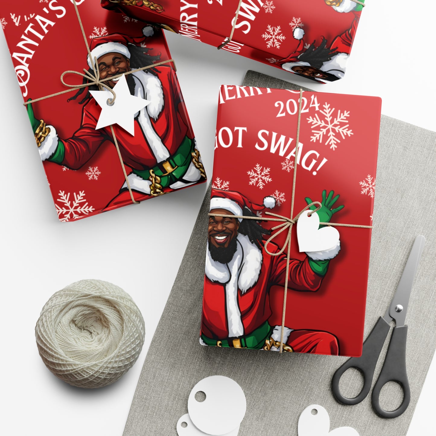 Gift Wrap-African American Inspired Santa Swag