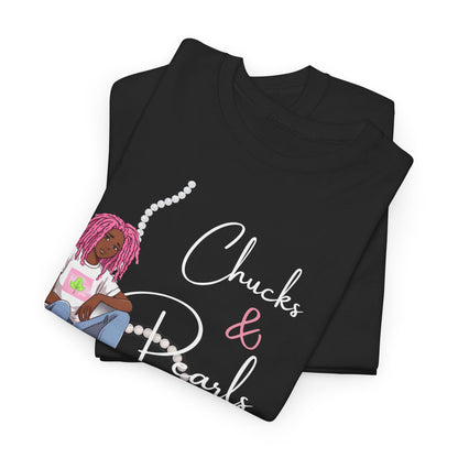 Chucks &  Pearls Pink  Heavy Cotton Tee