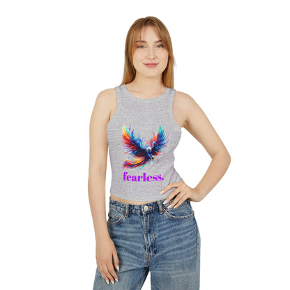 Racer Tank Top, 'fearless' Graphic Design, Edgy & Empowering Top, Casual Outings, Layering, Women's Tee, Graffiti Style
