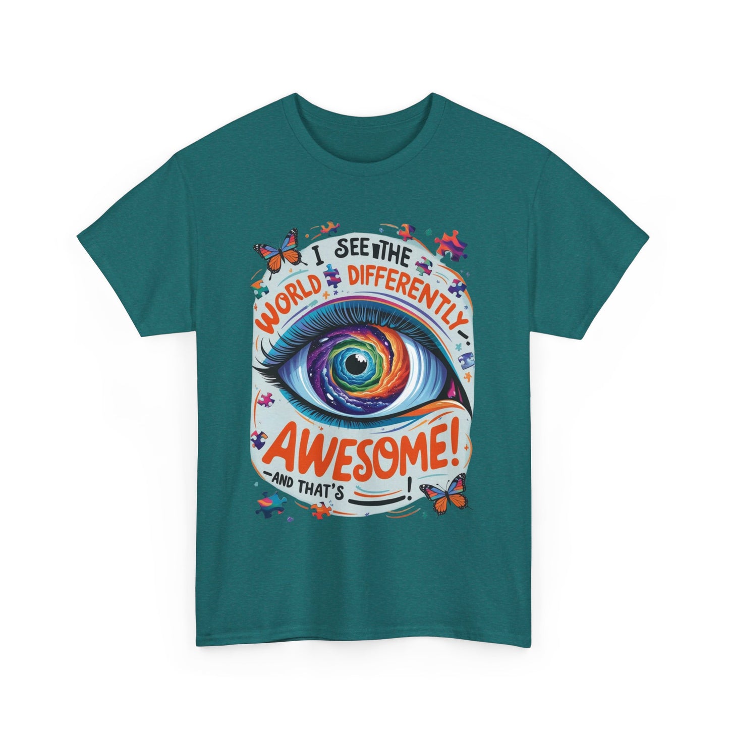Autistic Mind Unisex Tee, Neurodiversity Shirt, Eye Galaxy T-Shirt, Puzzle Pieces, Unique Perspectives Tee, Autism Awareness