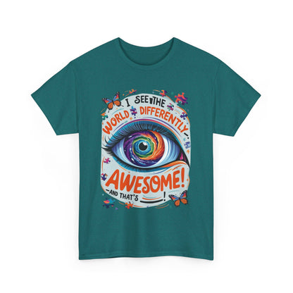 Autistic Mind Unisex Tee, Neurodiversity Shirt, Eye Galaxy T-Shirt, Puzzle Pieces, Unique Perspectives Tee, Autism Awareness
