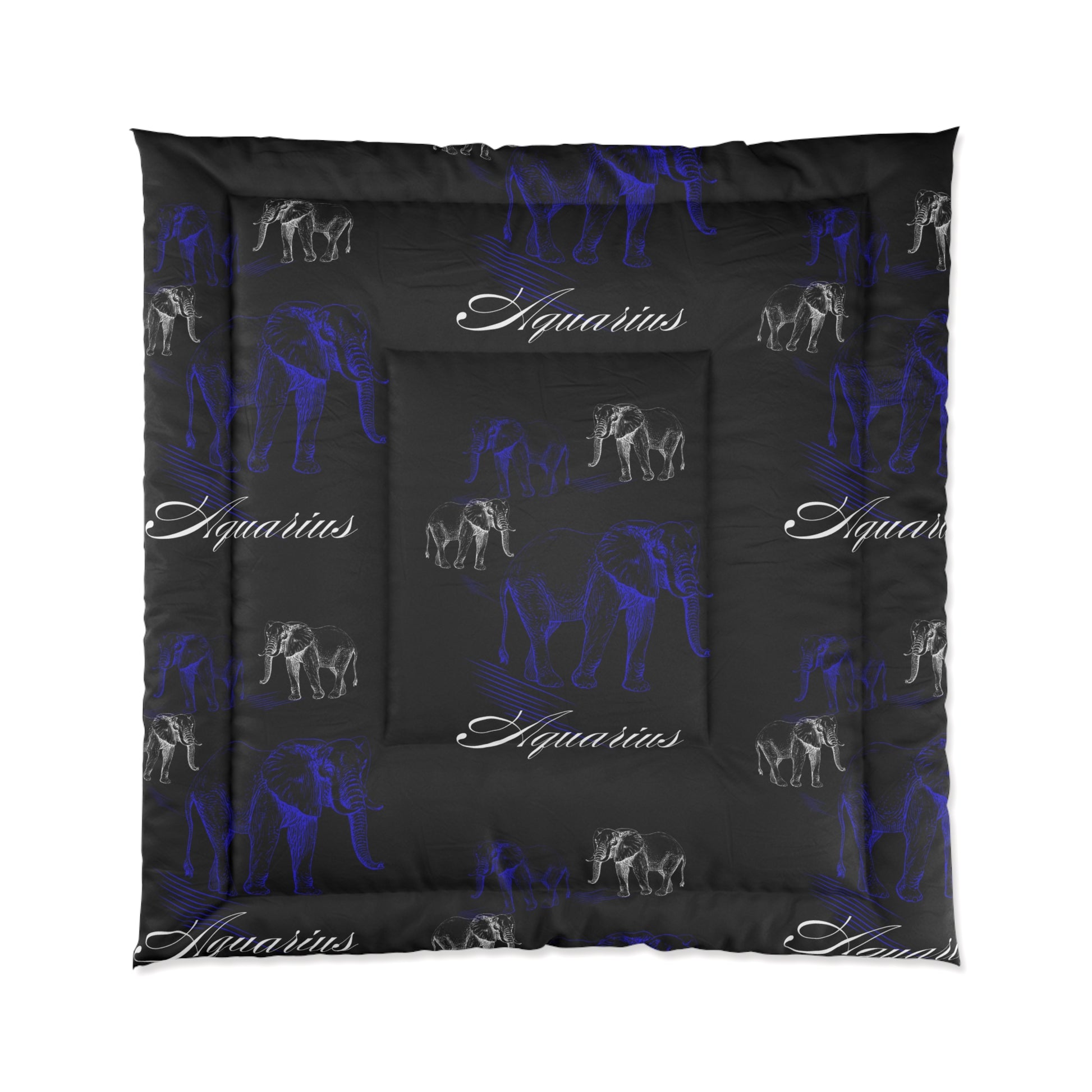 Aquarius Royal Blue And Black Comforter-VMA Specialties Boutique