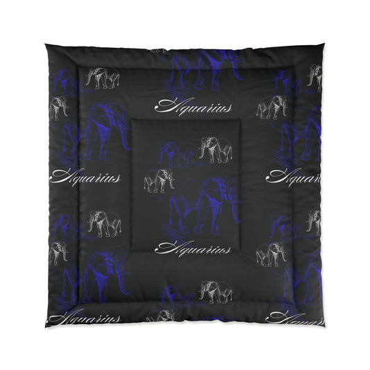 Aquarius Royal Blue And Black Comforter-VMA Specialties Boutique