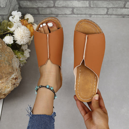PU Leather Open Toe Sandals-VMA Specialties Boutique