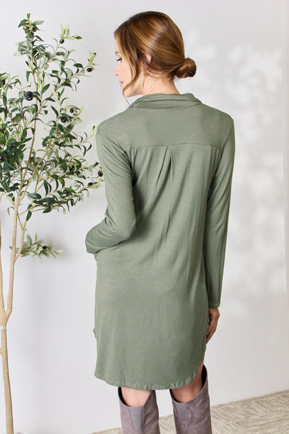 Celeste Full Size Button Down Shirt Dress-VMA