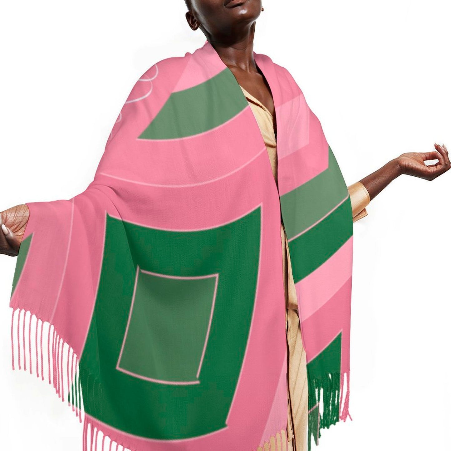 Emerald Stripe Tassel Scarf