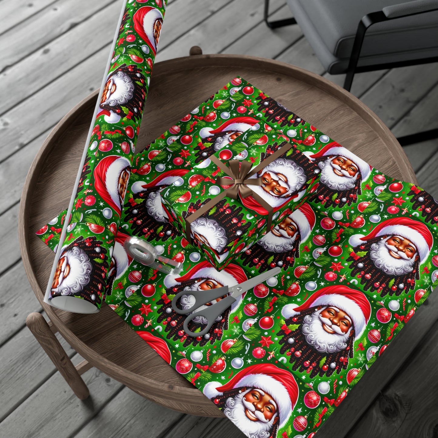 Christmas Cheer African American Wrapping Papers, Holiday Ornaments, Rosy Cheeks, Nose, Xmas Spirit Decor, Party