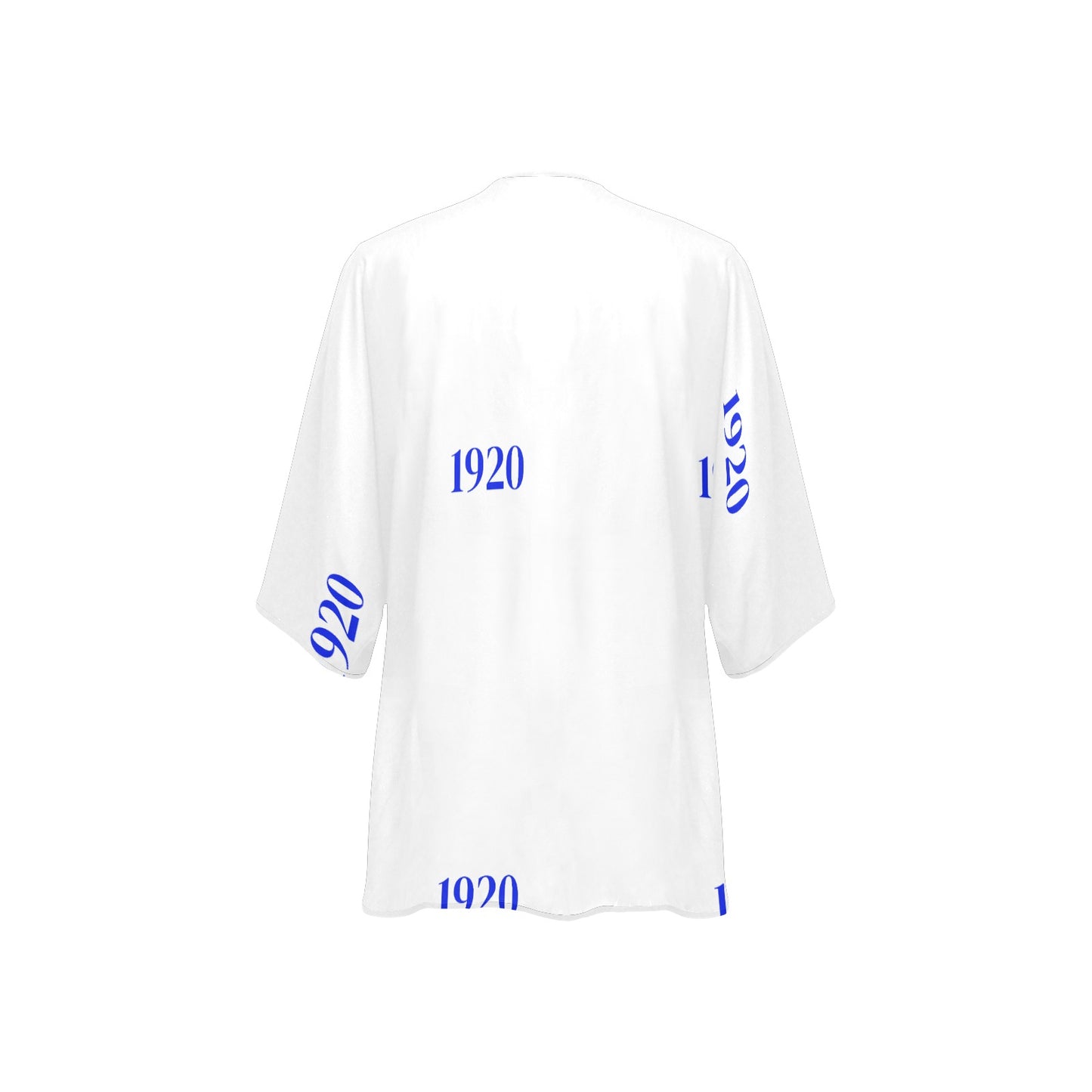 Women's Kimono Chiffon Cover Up- Royal Blue and White