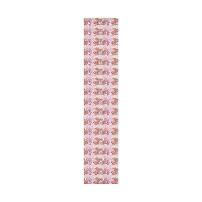 Gift Wrap Papers, Princess-Themed Happy Birthday Wrapping Paper, Pink and Gold Design, Glitter Effect, Castle Illustrations,