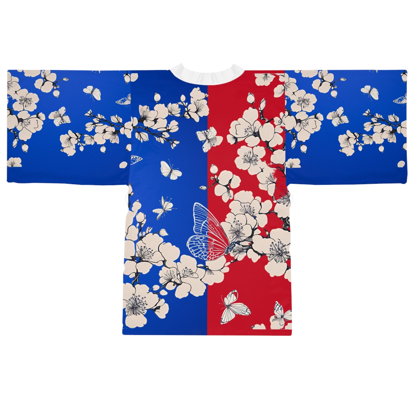Kimono Robe - Cherry Blossom Trees and Butterflies Design