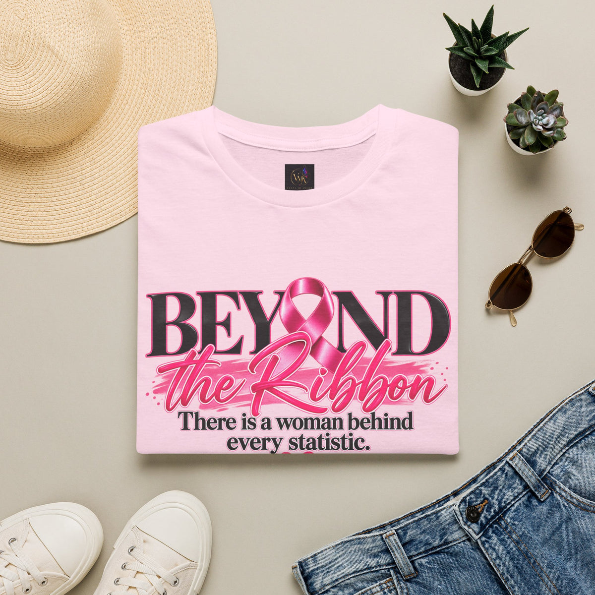 Breast Cancer Awareness T-Shirt — "Beyond the Ribbon" Her Story, Her Strength Design