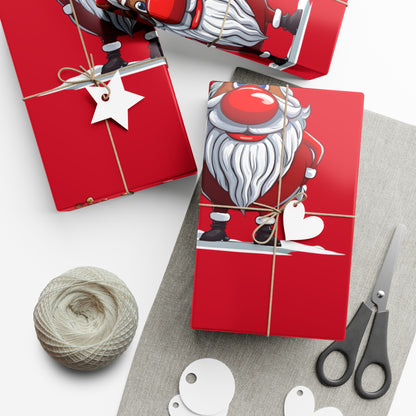 Wrapping Papers - Cheerful Cartoon Reindeer Holiday Gift Wrap, Santa Reindeer Patterned Gift Wrap, Playful