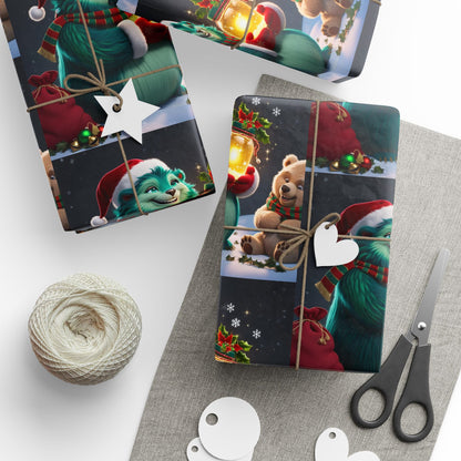 Christmas Wrapping Papers, Wizzle Claus Festive Holiday Gift Wrap, Santa Hat, Snowflakes, Magical Winter Feel, Ornaments and