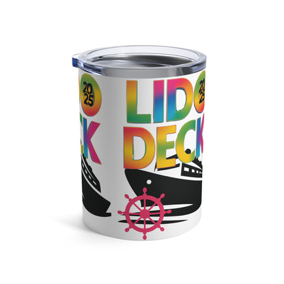 Tumbler 10oz Lido Deck Cruise 2025 Rainbow Nautical Ship's Wheel Design