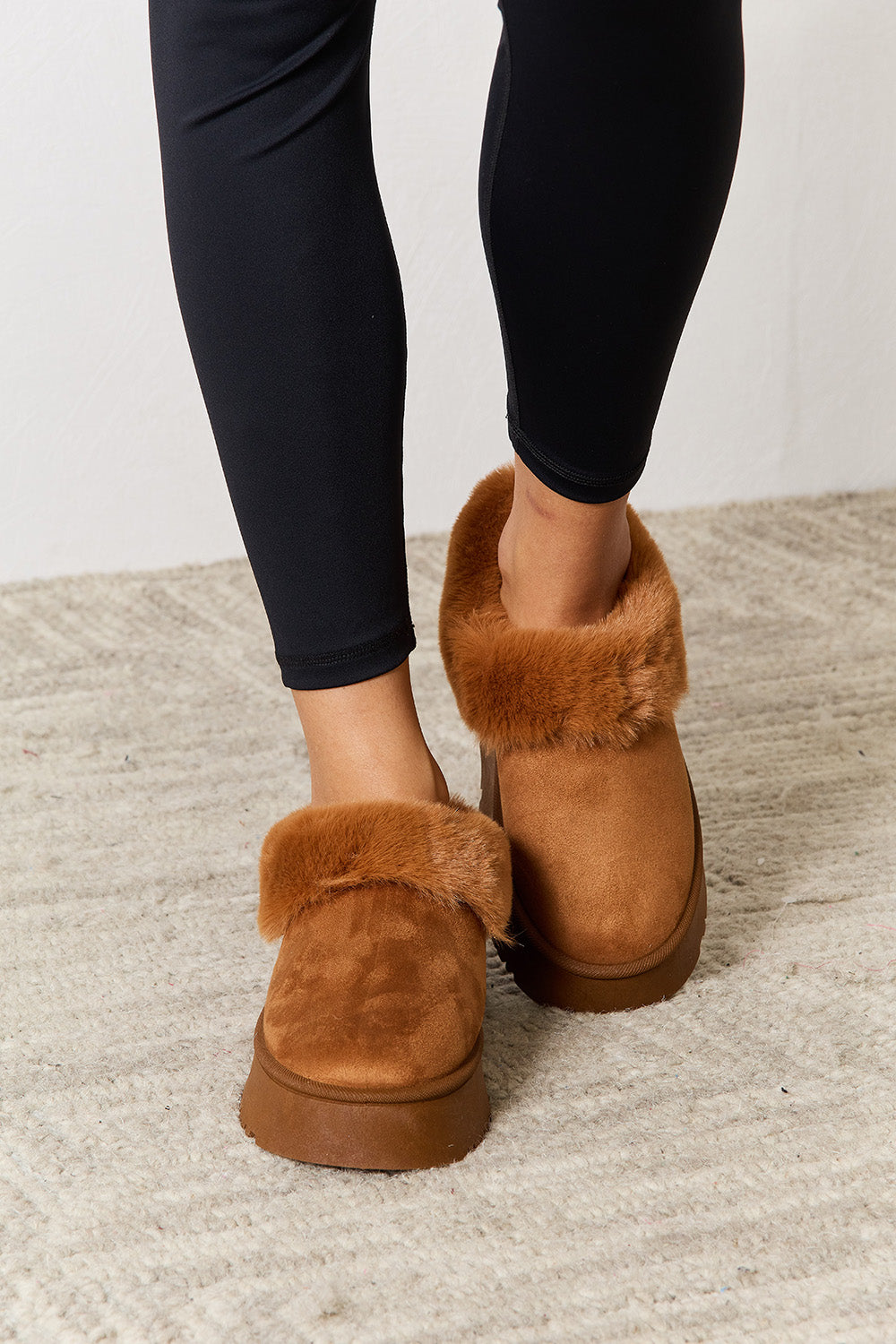 Legend Footwear Furry Chunky Platform Ankle Boots-VMA Specialties Boutique