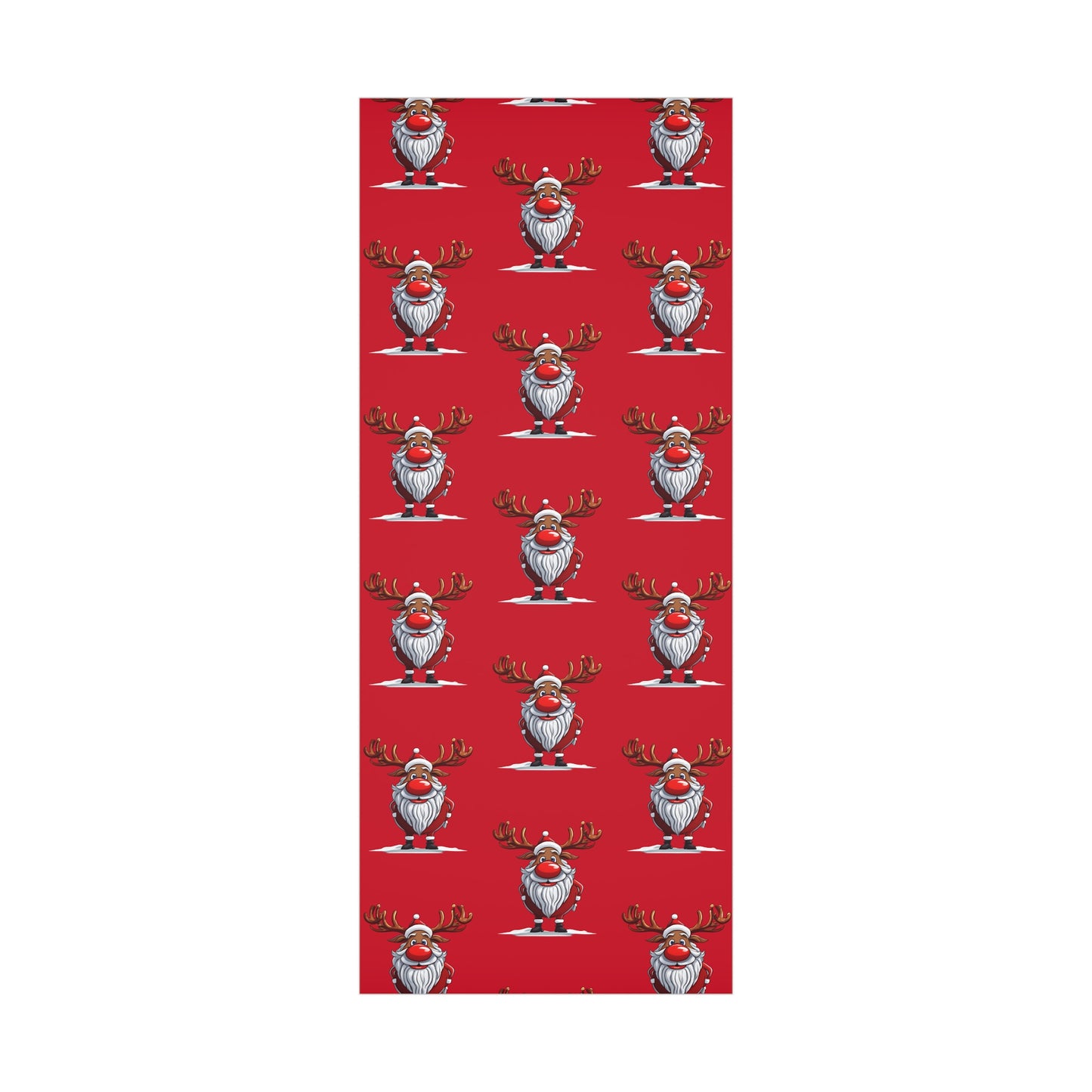 Wrapping Papers - Cheerful Cartoon Reindeer Holiday Gift Wrap, Santa Reindeer Patterned Gift Wrap, Playful