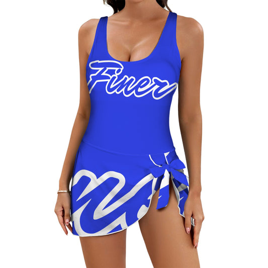 Finer Women's One Piece Skirted Swimsuit (Model S54)