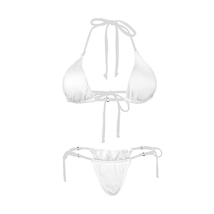 All White String Bikini Women's Halter String Bikini Set