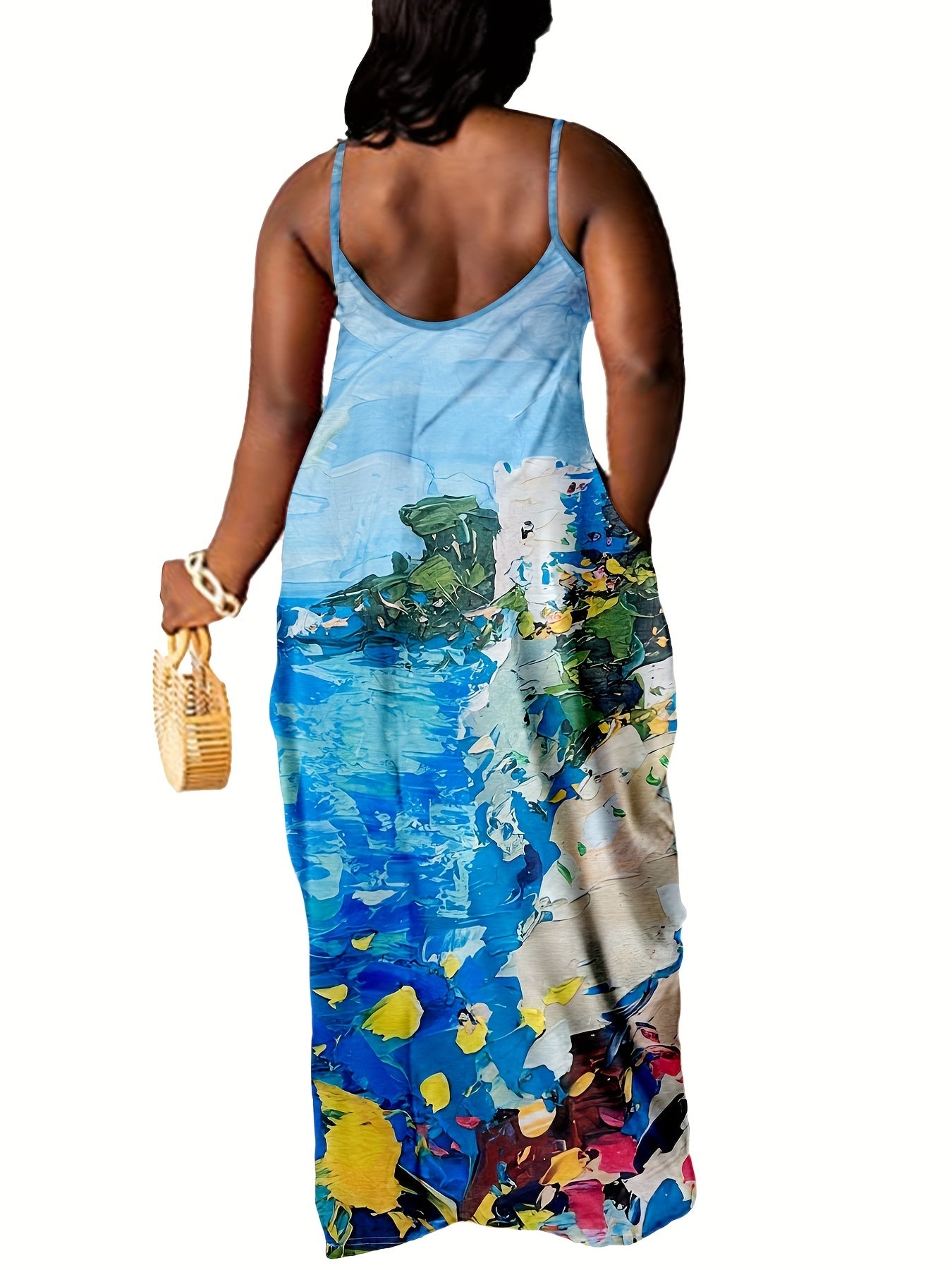 Plus Size Spaghetti Strap Dress with Pocket-VMA Specialties Boutique
