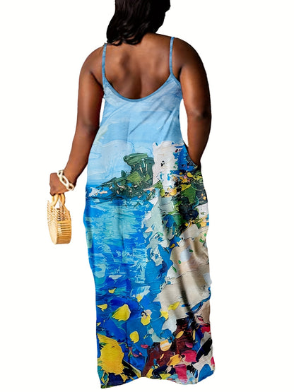 Plus Size Spaghetti Strap Dress with Pocket-VMA Specialties Boutique
